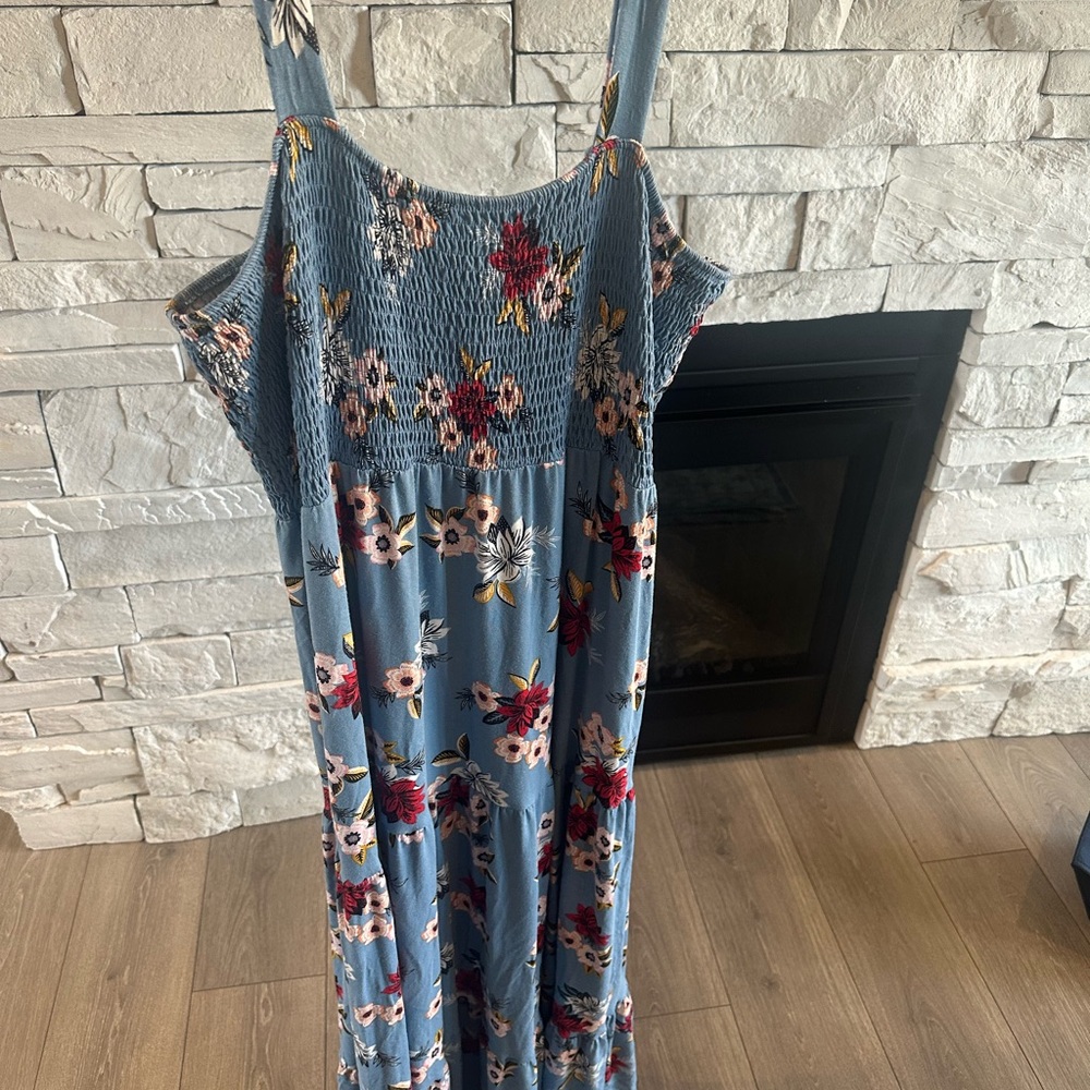LOFT Blue and Pink Patterned Dress